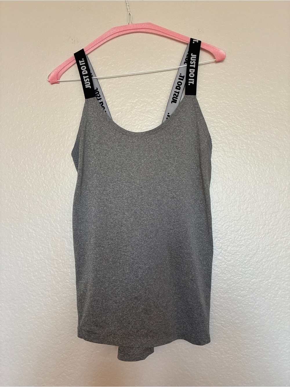 Nike Gray Athletic Tank with Black Just Do It Branded Straps Size L Workout
